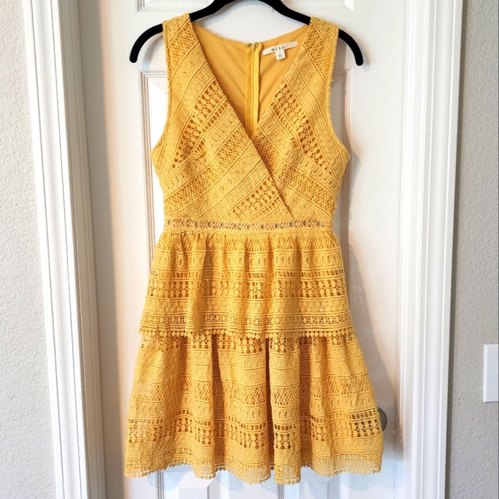 Mustard Yellow Lace Dress